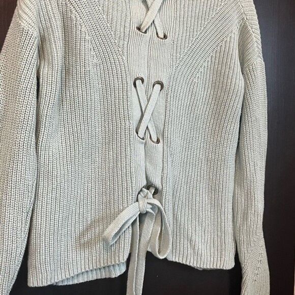 Lucky Brand Mint Green Chunky Knit Lace Up Sweater Size S - Picture 5 of 9